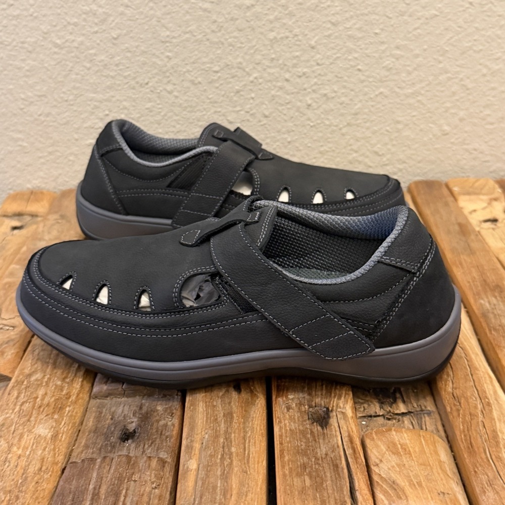 Orthofeet 891 Black Leather Shoes Womens Size 9.5D Wide Comfort Casual Flats New